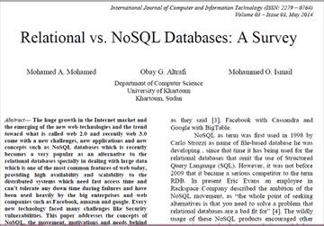 ترجمه مقاله انگلیسی: پایگاه داده های رابطه ای در برابر NoSQL: یک بررسی
