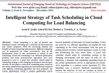 ترجمه مقاله انگلیسی: استراتژی هوشمند زمان‌بندی وظیفه برای تعادل بار در محاسبات ابری
