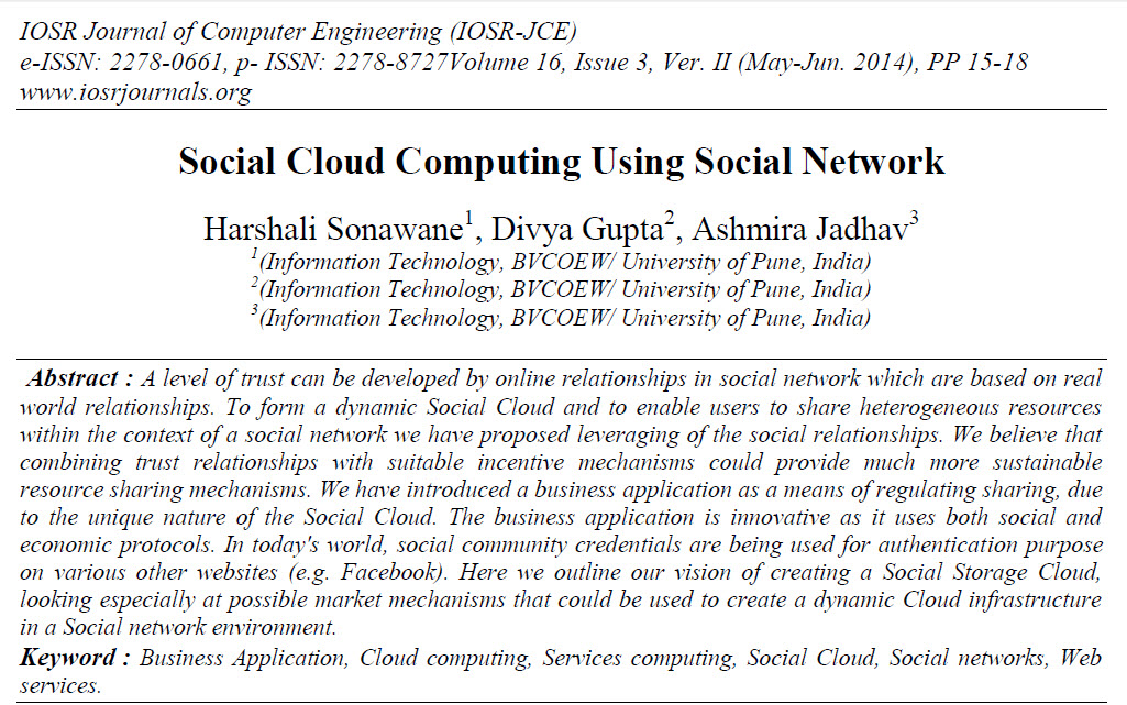 ترجمه مقاله انگلیسی: رایانش ابری اجتماعی با استفاده از شبکه‌ی اجتماعی